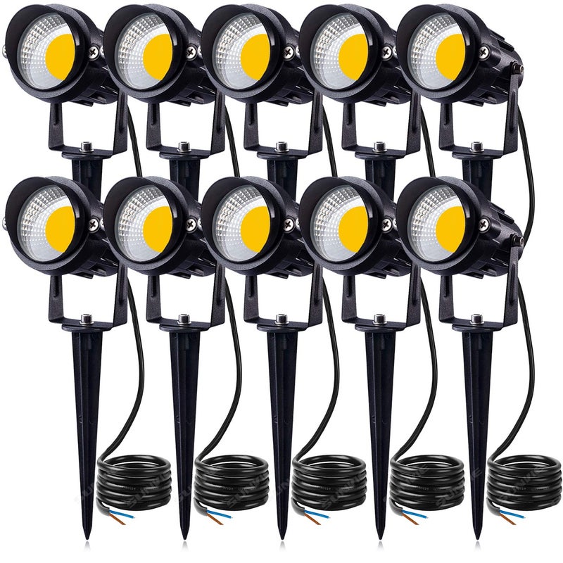 SUNVIE 12W LED Landscape Lights Low Voltage Garden Pathway Lights Super Warm White 12V Waterproof Outdoor Spotlights for Driveway Walkway Yard Patio Porch Trees with Spike Stand (10 Pack) - Image 1